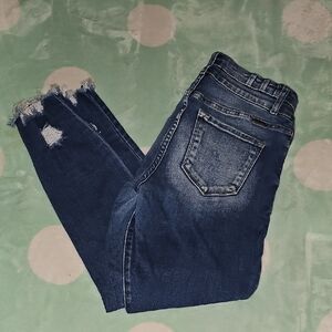 KanCan Dark Blue Distressed Ankle Jeans